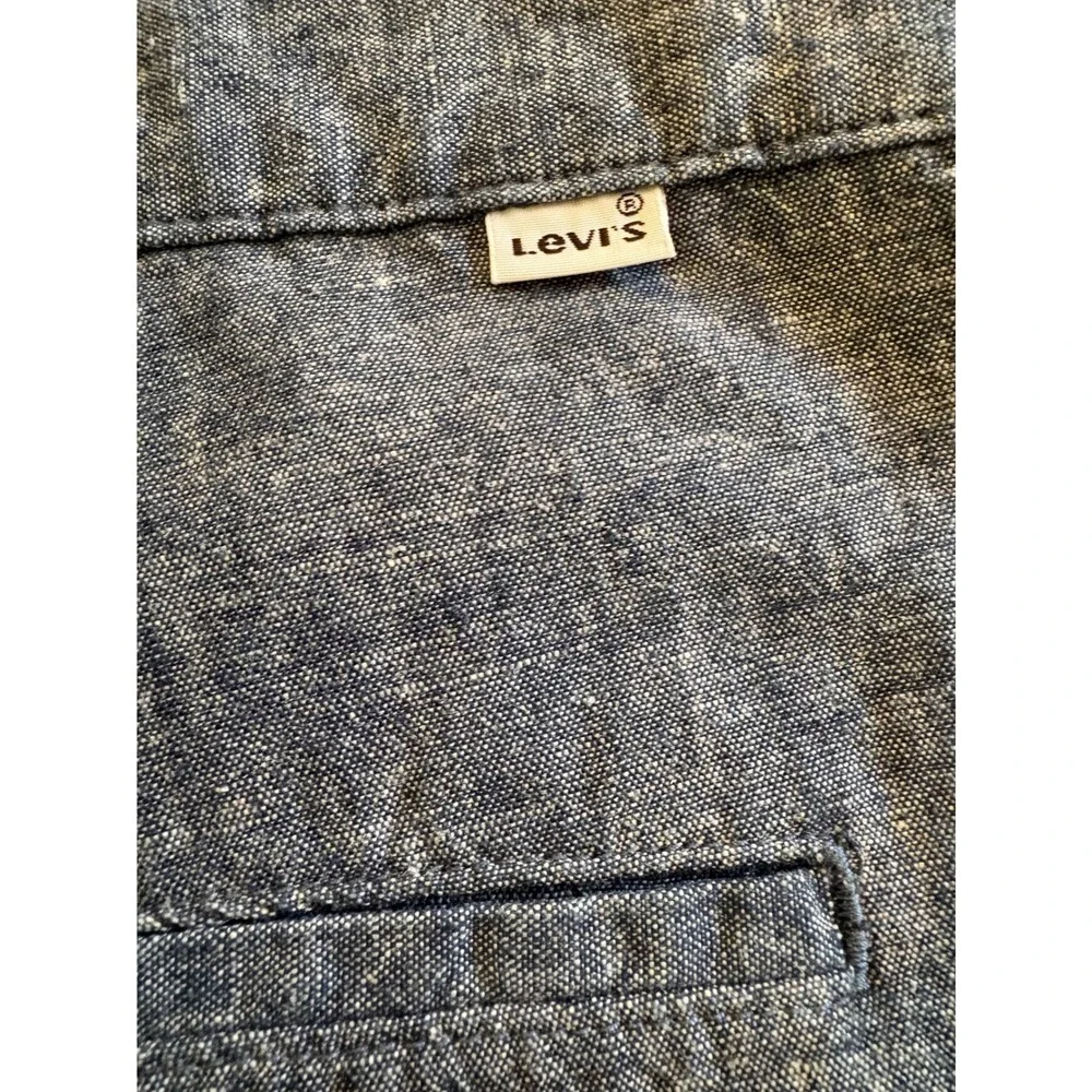 Levis Mens Blue‎ Linen Cotton Blend Flat Front Shorts Size 36 Preppy